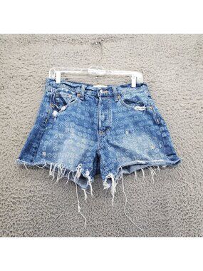 Universal Thread Shorts Womens 2 Blue 90s Baggy High Rise Floral Print *Read*